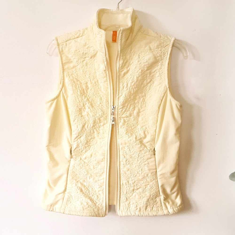 Lucy Yellow Embroidered Performance Vest Small